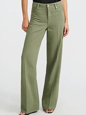 Express Wide Leg High Rise Women’s Olive Green Straight-Leg Chinos
